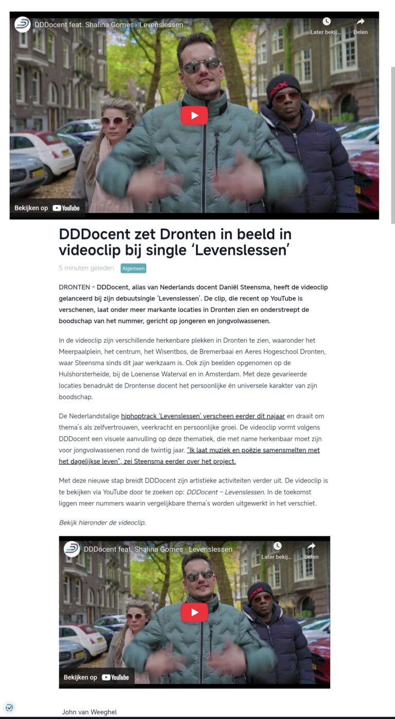 DDDocentVideoclipDeDrontenaar